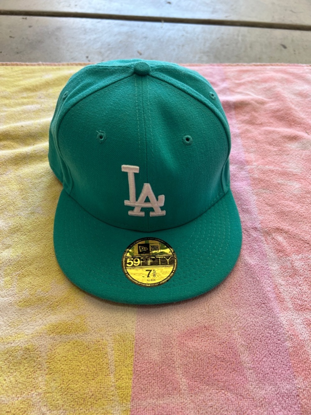 New Era LA Fitted Cap - Teal Green with White Logo